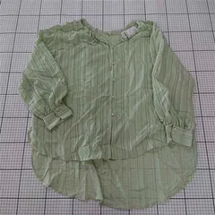 ◇ ⊂ 未使用 chocol raffine robe シアー ストライプ 長袖 チュニック シャツ サイズF ミント レディース E  【1509180009623】