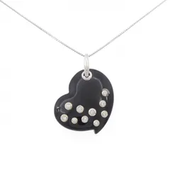 K18WG ハート オニキス ネックレス