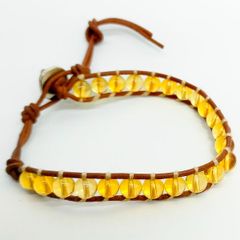 然石 シトリン 本革 ラップ ブレスレット パワーストーン ジェムストーン センティペイド ラップブレス AUULA jewelry 241220