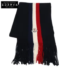 【美品】 MONCLER モンクレール SCIARPA マフラー ブラック MONCLER - MONCLER SCIARPA TRICOTO マフラー ストール ロゴ 黒