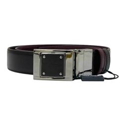 DOLCE&GABBANA ドルチェ&ガッバーナ ドルガバ ベルト アクセサリー 小物 ロゴプレート レザー レッド ブラウン【サイズ 95/38】