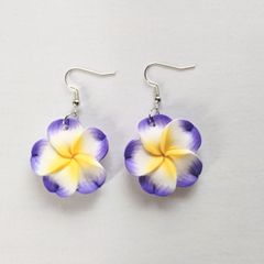 5　プルメリア　フラワーピアス　パープル×イエロー