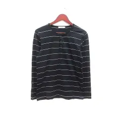 インターナショナルギャラリービームス INTERNATIONAL GALLERY BEAMS Tシャツ カットソー ヘンリーネック ボーダー 長袖 44 黒 ブラック /YKのサムネイル