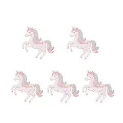新品 ワッペン 女の子 アイロン アップリケ ウサギ リボン ユニコーン かわいい 大きい 小さい 刺繍 (A ユニコーン 5点 セット)