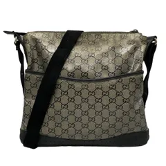 GUCCI(グッチ) ショルダーバッグ GGクリスタル 145857 黒×ダークグレー レザー