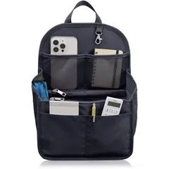 【在庫処分】インナーバッグ 軽量 バックインバック 撥水 16ポケット ポーチ 縦 A4 小さめ リュックインバッグ 大きめ 底板付】 レディース 【収納のプロ監修 メンズ リュック [アンコール] バッグインバッグ (M＜B5サイズ＞ Annekor ブラッ