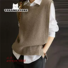 ニット ベスト タンクトップ レディース サイドスリット トップス 大きいサイズ 無地 コーデ カジュアル 40代 秋冬 仕事 体型カバー 丸首 ant4y470898