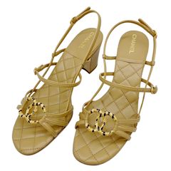 シャネル 37 23.5 パンプス ココマーク スパンコール べージュ シャネル ココマーク 24B ファブリック フラットパンプス 37C