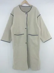 ◇ Aunt Marie's パイピング フェイクレザー 長袖 ノーカラー コート サイズF サンドベージュ系 レディース P 1307250005564のサムネイル