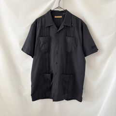 【L相当】Havanera キューバシャツ 半袖 オープンカラー 開襟シャツ ブラック