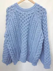 ◇ ⊇ NICOLE CLUB ニコルクラブ ケーブルニット 長袖 セーター サイズFREE ブルー レディース E  【1409250033414】