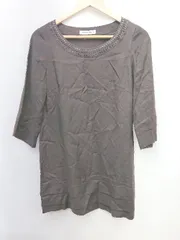 ◇ M-PREMIER 装飾ビジュー サイドファスナー 七分袖 ブラウス カットソー サイズ36 ブラック レディース P  【1307250036810】