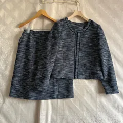 大きいサイズ　15号　15AR ラメツイード　セットアップ　スーツ　フォーマル　卒業式入学式七五三　ジャケット　スカート  ネイビー　ノーカラー　膝丈