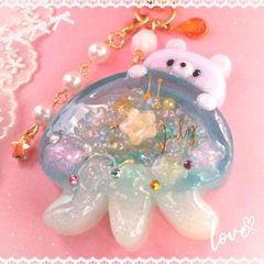 ☆宇宙クラゲシェイカーバッグチャーム☆　〜くま飛行士〜