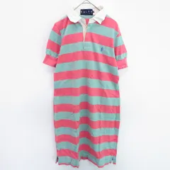 ラルフローレン RalphLauren ポロワンピ ワンピース ラガーシャツ ボーダー ポロ刺繍 ピンク系 s780008