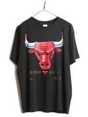 【お得なクーポン配布中!】 90s USA製 NBA オフィシャル ブルズ プリント Tシャツ メンズ L / 90年代 オールド バスケ シングルステッチ キャラクター ジョーダン 黒