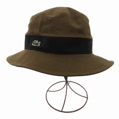 ラコステ LACOSTE タグ付き リバーシブル サファリハット バケットハット 帽子 ロゴ刺繍 58cm カーキ 黒 ブラック L1131-23000 /FT 0919のサムネイル