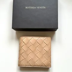 ボッテガヴェネタ　BOTTEGA VENETA 三つ折り財布　マキシイントレチャート　コンパクト　ベージュ
