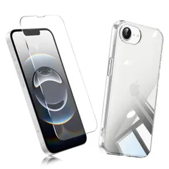 【新着商品】1枚 FOR iPhone iPhone 16e 用の保護カバー透明保護 16e TPU ソフト FOR シリコンケース 強化ガラス + / 硬度9H 用のガラスフィルム / 撥油性/保護フィルム 【2枚セット】1枚 PCduoduo