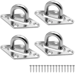 【数量限定】ZOYUBS パッドアイ アイプレート ダイヤモンドパッドアイ ダイヤモンドアイプレート 菱形 ステンレスループ マッチングネジ 壁掛け式 パッドアイ 天井吊り下げ用 304ステンレス鋼 ステンレスループ フック アイ耐久性壁/天井マウントフック