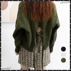 ケーブル編みニットトップス バックリボン vネックニットソー レディース 長袖 バックシャントップス 韓国風 ドロップショルダーおしゃれニット カジュアルきれいめ ニットセーター無地 大人ざっくりニット 着やせトップス秋冬