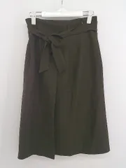 ◇ ◎ NATURAL BEAUTY BASIC フロントスリット 膝下丈 フレア スカート サイズS カーキ系 レディース E  【1302160025824】
