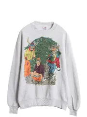 【お得なクーポン配布中!】 90s USA製 ジョーク アート イラスト プリント スウェット メンズ レディース M オールド 鹿 ハンティング アニマル トレーナー 裏起毛 灰
