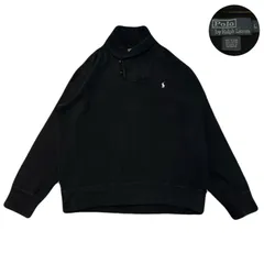 PolobyRalphLauren ポロバイラルフローレン ShawlCollarKnit ショールカラーニット CottonKnit コットンニット EmbroideredLogo 刺繍ロゴ ワンポイント 90s Black ブラック 黒 L