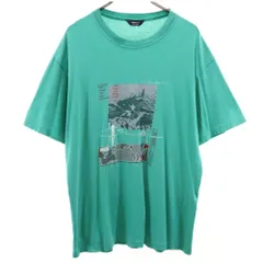 Stmichael 90s イギリス製 オールド プリント 半袖 Tシャツ XL グリーン Stmichael メンズ