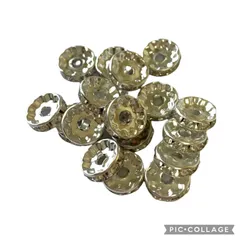 【平ロンデル　10ｍｍ　ブラック　シルバー　20個】アクセサリーパーツ★ハンドメイド