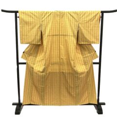 紬/格子/未使用品/仕立上がり/適応身長157～163㎝/10788