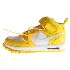 NIKE (ナイキ) ×Off-White AIR FORCE 1 MID SP LTHR WHITE AND VARSITY MAIZE オフホワイト エアフォースワン ミッドカットスニーカー US11.5/29.5cm DR0500-101