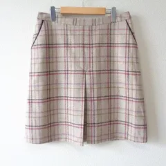 #wnc ローラアシュレイ LAURAASHLEY MOON Quality British Cloth スカート 40 ベージュ系 チェック プリーツ レディース [855039]