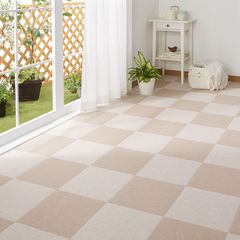 ベージュセット 20枚 30×30cm フラットタイプ タイルカーペット ずれない おくだけ吸着 洗える】サンコー ジョイントマット 消臭 撥水 OJ-37 【日本製