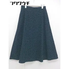 ◇ NATURAL BEAUTY BASIC 総柄 膝下丈 フレア スカート サイズM ネイビー グリーン ホワイト レディース 【中古】 【1106010006441】
