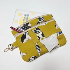 ポケットティッシュケース付き ダブルファスナーポーチ No.658