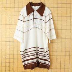 70s イタリア製 ニットポロシャツ ジップアップ Mサイズ 赤 vintage