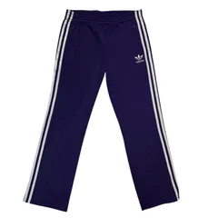 古着 adidas アディダス トラックパンツ 刺繍 トレフォイルロゴ パープル×シルバーライン 90サイズ Sサイズ 257-110