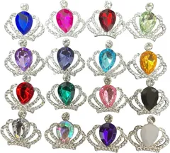 ADOSSY クラウンパーツ ビジューパーツ 台座つき ジュエル デコ素材 アクセサリパーツ 16個( シルバー)