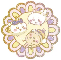 【中古】食玩 ステッカー・シール ちいかわ＆ハチワレ＆うさぎ(フラワーフレーム) 「ちいかわキラキラダイカットステッカー付きグミ」