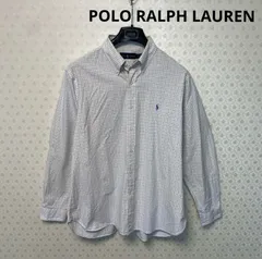 ♻️ラルフローレン♻️メンズ⭕️長袖ボタンダウンシャツ♻️白チェック♻️XL相当