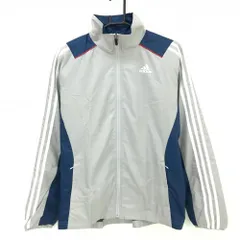 【新品】アディダス ジャケット グレー×ネイビー 総柄地模様 裏一部微起毛 CLIMAPROOF メンズ M ゴルフウェア adidas