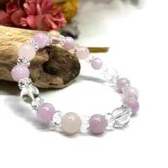 クンツァイトローズクォーツ 水晶 天然石 パワーストーンブレスレット 8mm （カット水晶）レディース 女性  数珠ブレス 開運 プレゼント ギフト  [p]