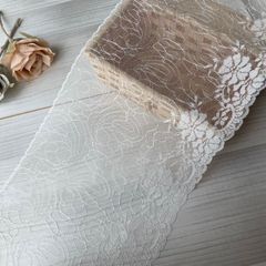 花柄ラッセルレース　オフ白　幅20ｃｍ　3ｍ！日本製 [44366オフ白]