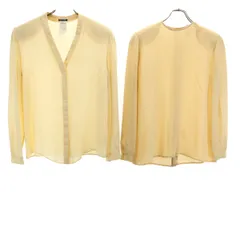 GIORGIO ARMANI ジョルジオアルマーニ 80s 90s イタリア製 シルク100％ オールド 長袖 2点セット ブラウス 38/40 イエロー系 レディース 古着のサムネイル