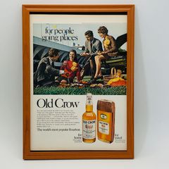 レトロ 広告　ビンテージ　ポスター　　『 オールドクロウOldCrow 』　フレーム付　※貴重な当時物 1960's　オリジナル アメリカ　ヴィンテージ 輸入雑貨　アドバタイジング( AZ1486 )