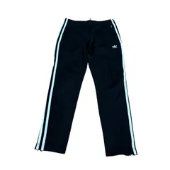 古着 adidas アディダス トラックパンツ  刺繍 トレフォイルロゴ ブラック×ホワイトライン XSサイズ 257-84
