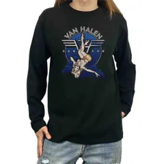 オリジナル ロンT ヴァンヘイレン Van Halen ピンナップガール バンド ロゴ ロンT 長袖 Tシャツ S M L XL タイト ジャスト 大きい ビッグ オーバーサイズ メンズ レディース ユニセックス ピンククリーム