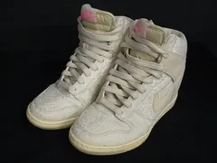 ■美品■ NIKE ナイキ 644410-100 ダンク スカイ ハイ キャンバス×レザー ハイカットスニーカー サイズ22.5cm 靴 アイボリー系 DH8324