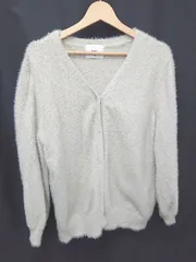 ◇ ⊇ Discoat ディスコート ラメ 長袖 フェザーニット カーディガン サイズF グレー系 レディース E  【1411070018731】